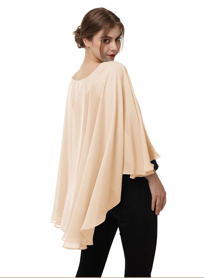 Hotshawl Soft Chiffon Capelet capes Poncho Stole For Womens Cover Up (Champagne) - Image 4